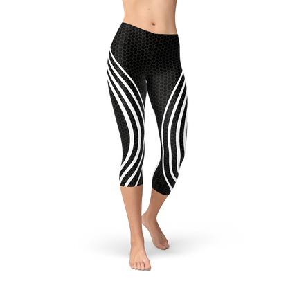 Womens Black Venom Capri 3/4 Length Leggings