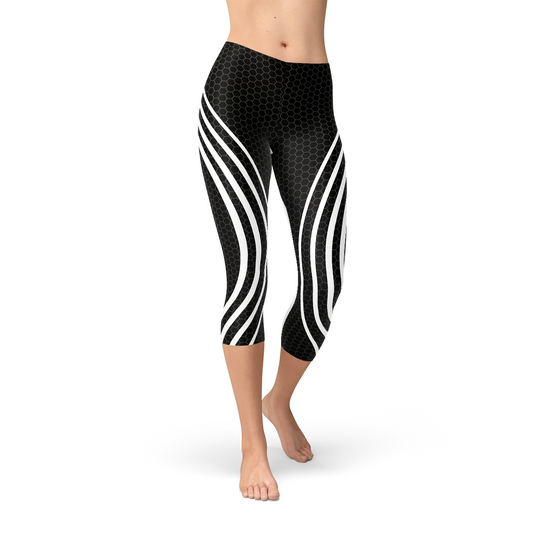 Womens Black Venom Capri 3/4 Length Leggings