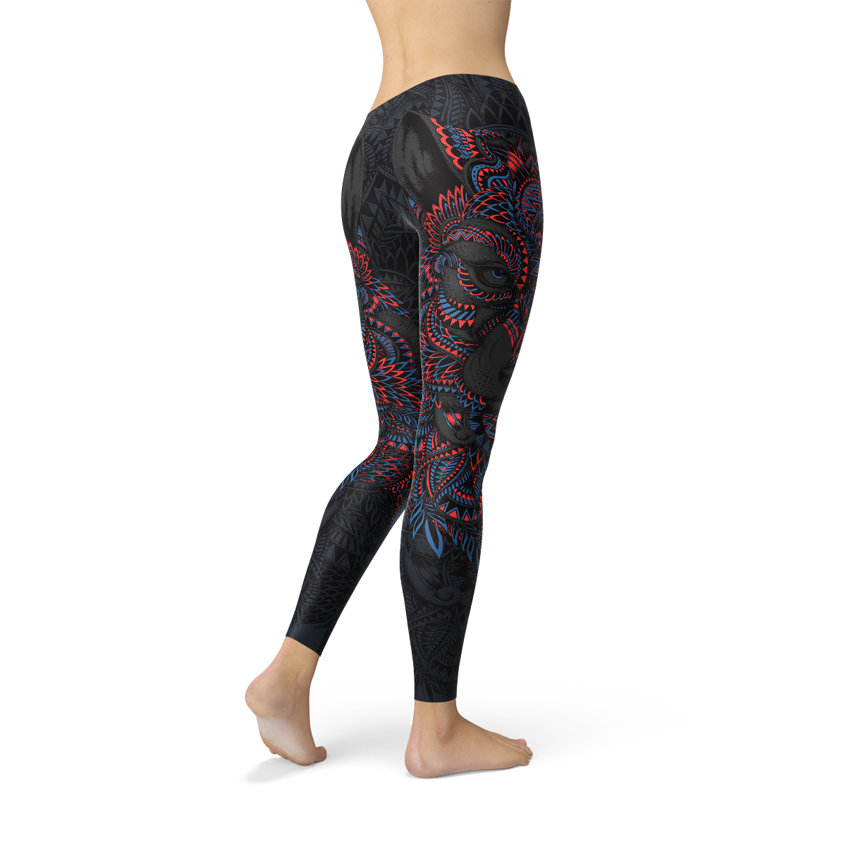 Women's Oriental Black Wolf Leggings