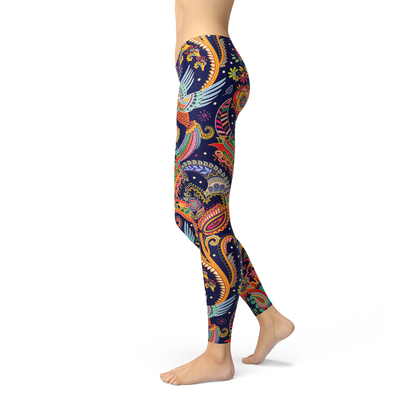 Women's Blue Paisley Leggings