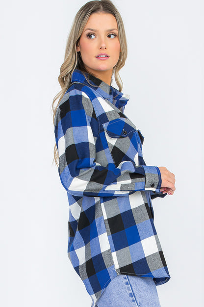 Oversized Blue & Black Flannel Shirt