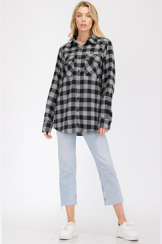 Oversize Plaid Checkered Flannel Shirt