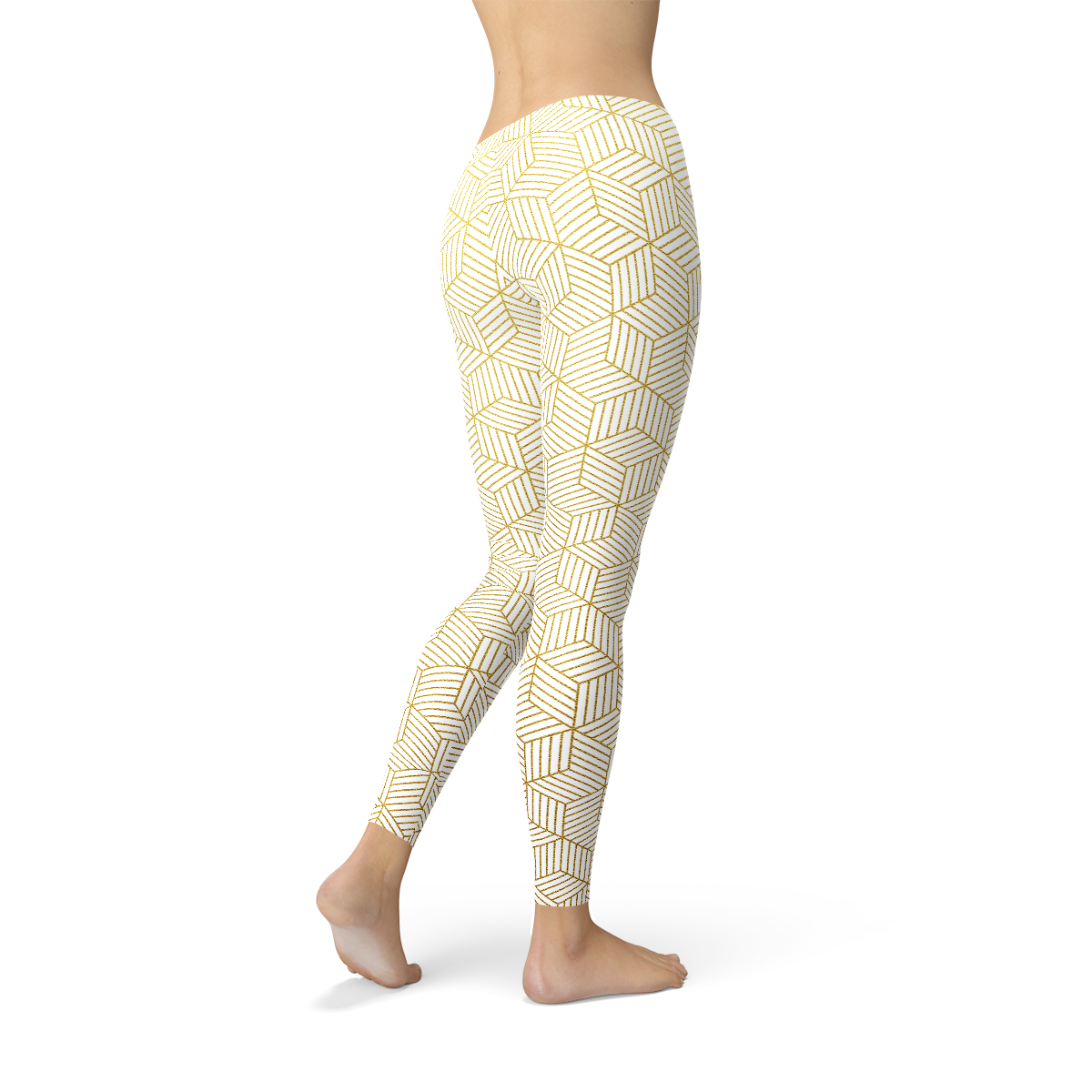 Women's White Leggings Styled with Geometric Cubes