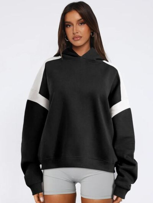 Contrast Dropped Shoulder Hoodie