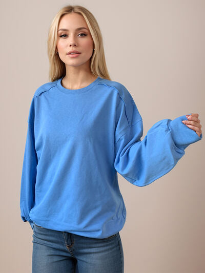 Exposed Seam Round Neck Sweatshirt