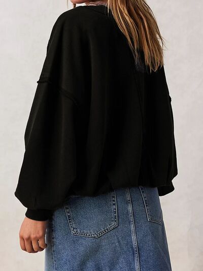 Exposed Seam Round Neck Sweatshirt