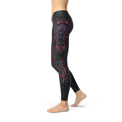 Women's Oriental Black Wolf Leggings