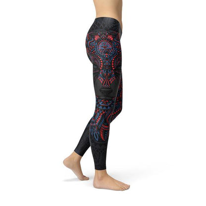 Women's Oriental Black Wolf Leggings