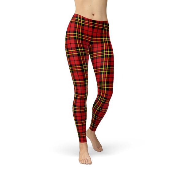 Women's Red Plaid Tartan Leggings