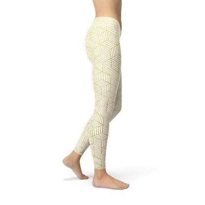 Women's White Leggings Styled with Geometric Cubes