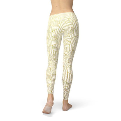 Women's White Leggings Styled with Geometric Cubes