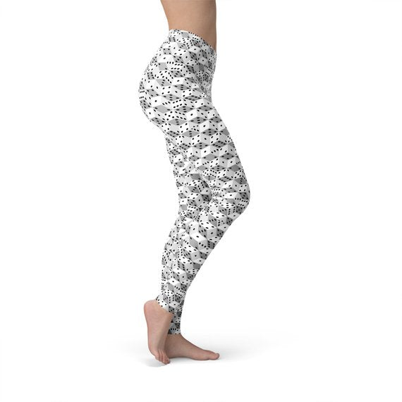 Women's Black and White Dice Leggings