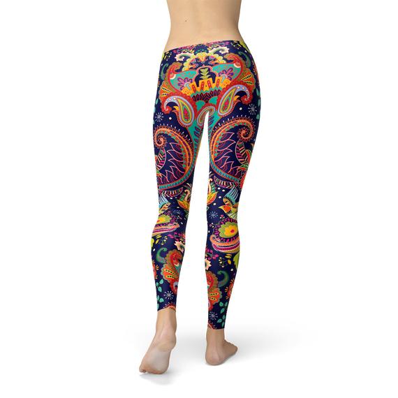 Women's Blue Paisley Leggings