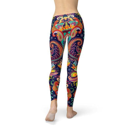 Women's Blue Paisley Leggings