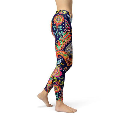 Women's Blue Paisley Leggings