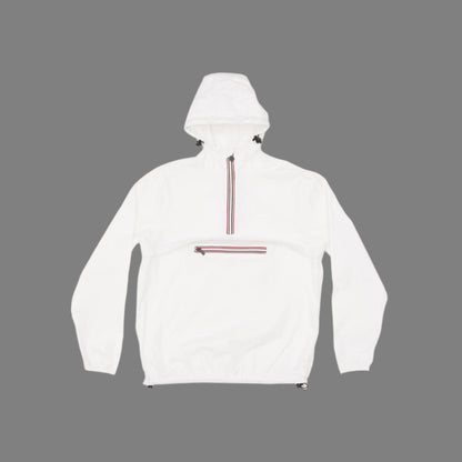 Quarter Zip Packable Rain Pullover  - White