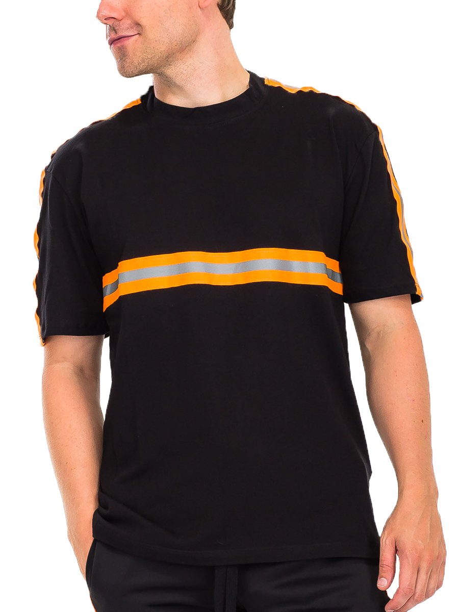 Black Reflective Tape T-Shirt